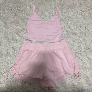 aerie light pink workout set